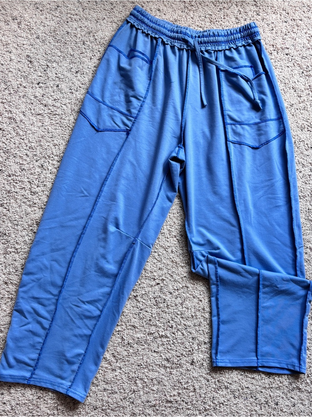 Light Blue wide leg ankle barrel Pull-On Lounge Sweatpants women’s M